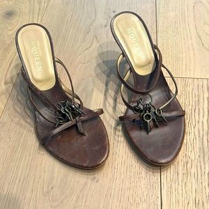 Alexander McQueen strappy sandals with key detail and horn heel